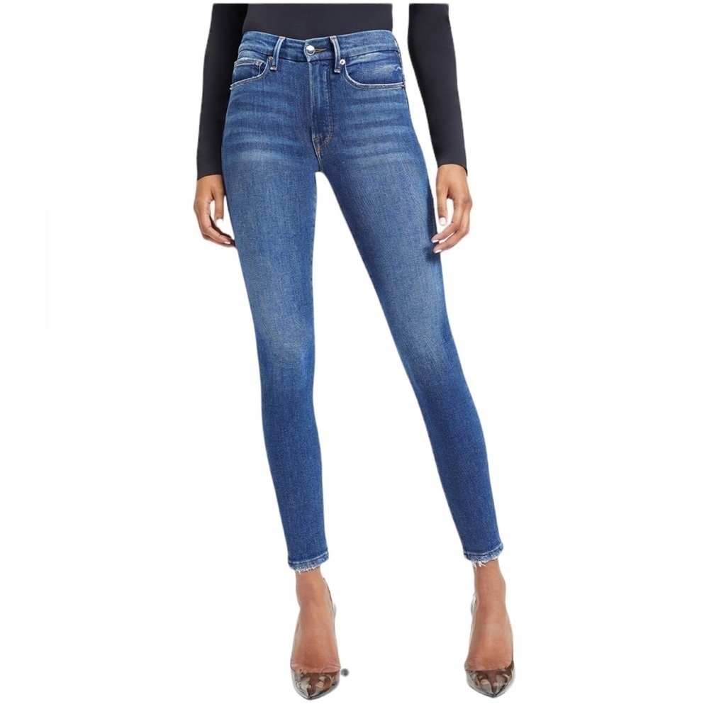 Good American Good Legs Crop Shadow Pockets in INDIGO008 Wash Size 10 / 30 NWOT - Picture 9 of 11